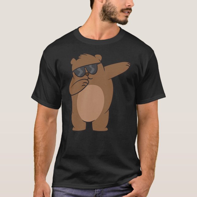 T-shirt Dabbing Bear With Sunglasses Kids Grizzly Bear (Devant)