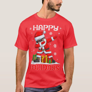 T-shirt Dabbing Black Happy Holidays African American Sant