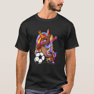 T-shirt Dabbing Brown Skin Unicorn Football Funny Soccer L