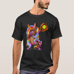 T-shirt Dabbing Brown Skin Unicorne - Baseball Softball Lo