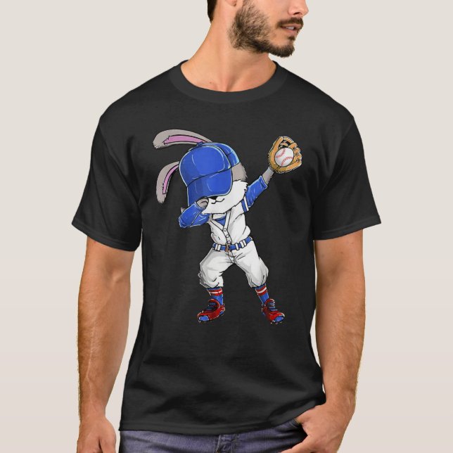 T-shirt Dabbing Bunny Easter Day Baseball Catcher Happy Ea (Devant)