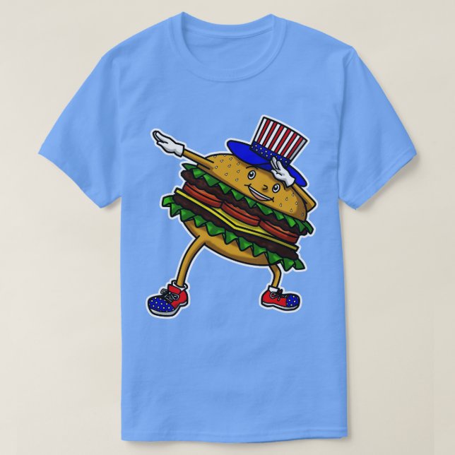 T-shirt Dabbing Burger Independence Day (Design devant)