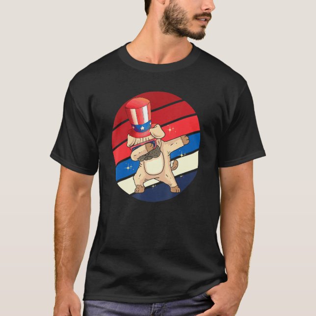 T-shirt Dabbing Carlin 4 juillet Usa Independence Day Red  (Devant)