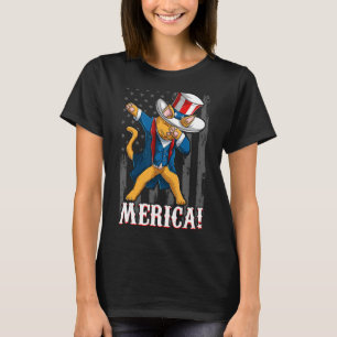 T-shirt Dabbing Chat Merica Drapeau américain Patriot Juil