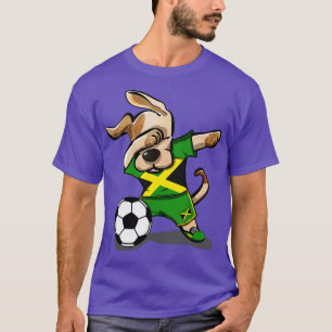 T-shirt Dabbing Chien Jamaïque Football Drapeau Jamaïcain 