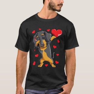 T-shirt Dabbing Dachshund Coeur Valentines Jour Cadeaux Ho
