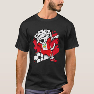 T-shirt Dabbing Dalmatian Pérou Fans de football Jersey Pe