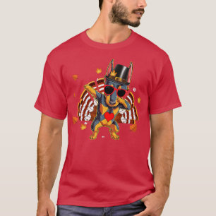 T-shirt Dabbing Doberman Thanksgiving Day Chien Pilgrim Bo