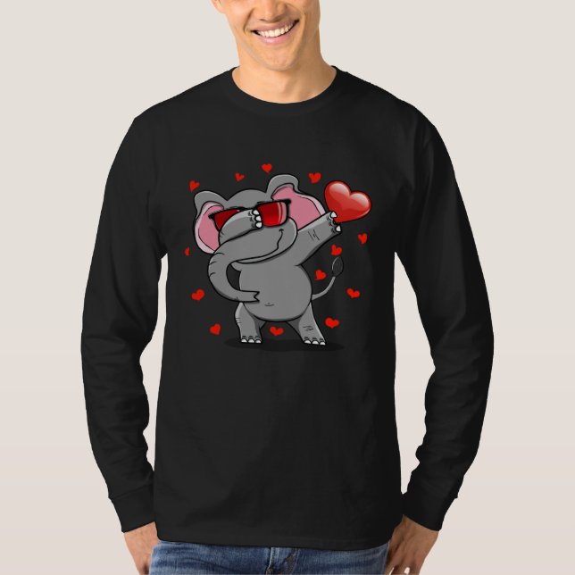 T-shirt Dabbing Elephant Sunglasses Valentine s Day Heart  (Devant)