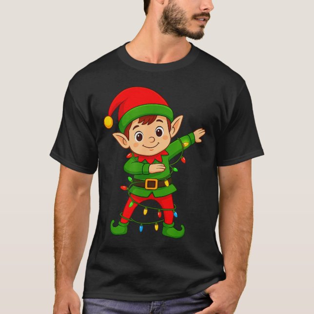 T-shirt Dabbing Elf Shirt Costume Christmas Squad Men Boy  (Devant)