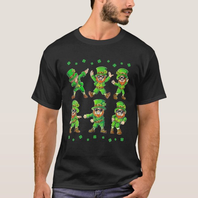 T-shirt Dabbing Flossing Leprechaun Shamrock Funny St Part (Devant)