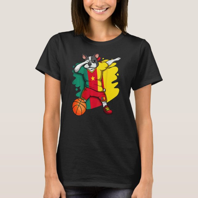 T-shirt Dabbing French Bulldog Cameroun Basketball Fan Jer (Devant)