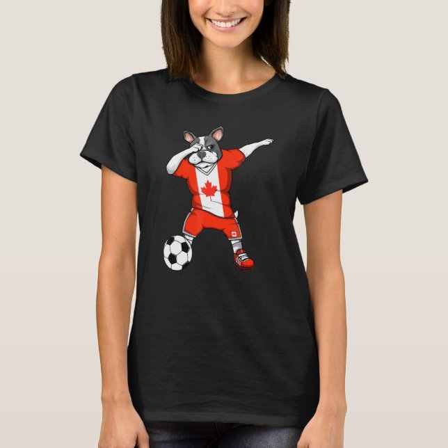T-shirt Dabbing French Bulldog Canada Fans de football Jer (Devant)