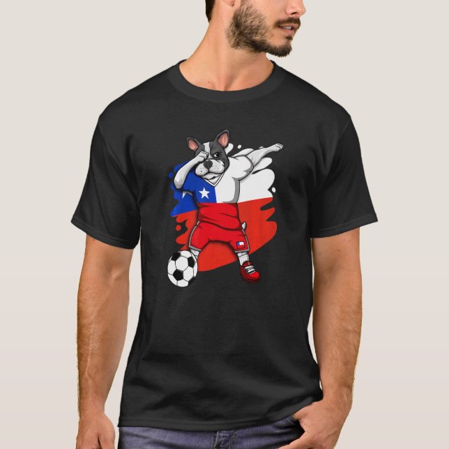 T-shirt Dabbing French Bulldog Chili Fans de football Jers (Devant)