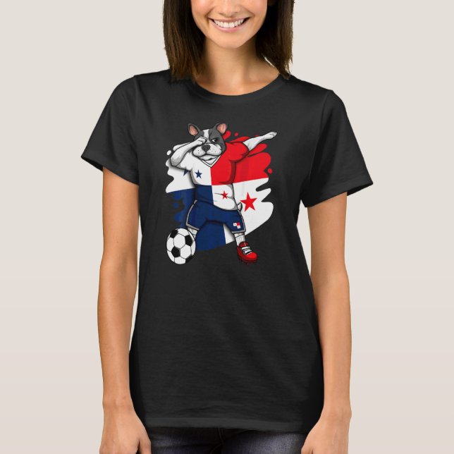 T-shirt Dabbing French Bulldog Panama Soccer Fans Jersey F (Devant)
