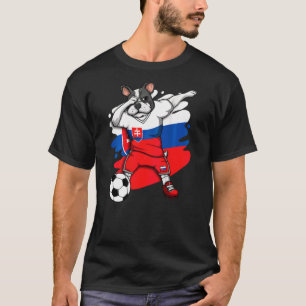 T-shirt Dabbing French Bulldog Slovaquie Soccer Fans Jerse