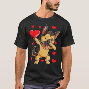 T-shirt Dabbing German Shepherd Coeur Valentines Jour Garç