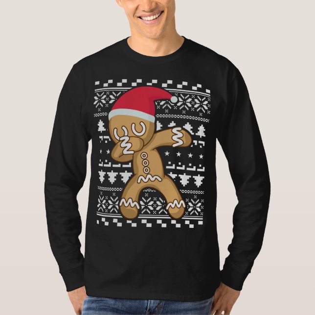 T-shirt Dabbing Gingerbread Man laide de Noël (Devant)