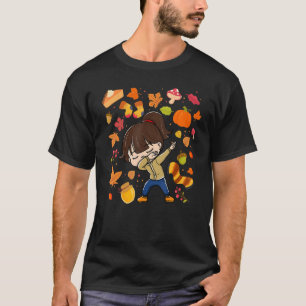 T-shirt Dabbing Girl Automne Citrouille d'érable automne s