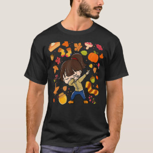 T-shirt Dabbing Girl Automne Citrouille d'érable automne s