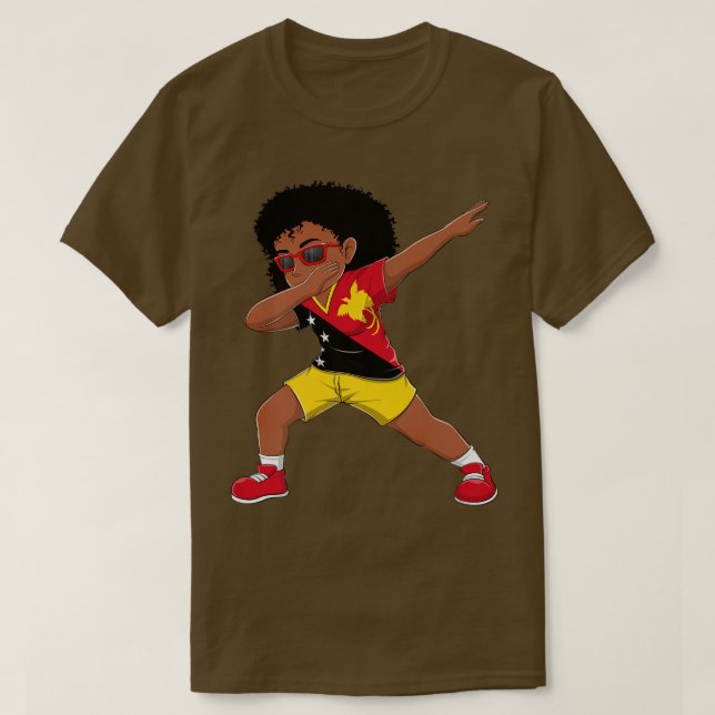 T-shirt Dabbing Girl Papouasie-Nouvelle-Guinée Drapeau Enf (Design devant)