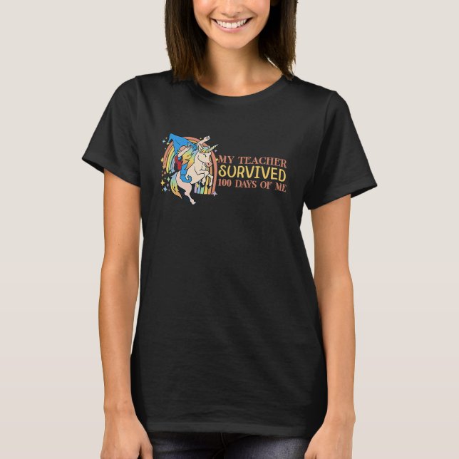 T-shirt Dabbing Gnomie with Unicorn Kindergarten Happy 100 (Devant)