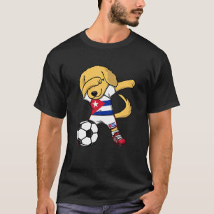 T-shirt Dabbing Golden Retriever Cuba Fans de football Jer