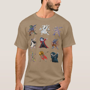 T-shirt Dabbing Halloween Boys Skeleton Zombie Citrouille 