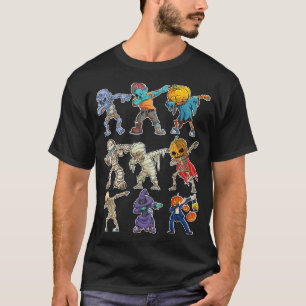 T-shirt Dabbing Halloween garçons Skeleton Zombie effrayan