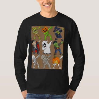T-shirt Dabbing Halloween Skeleton Zombie Scary Pumpkin Va