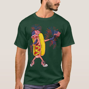 T-shirt Dabbing Hot Dog 4 juillet Hotdog Merica USA