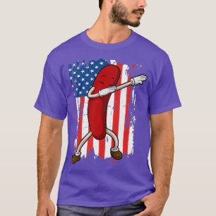 T-shirt Dabbing Hot Dog American USA Drapeau 4 juillet