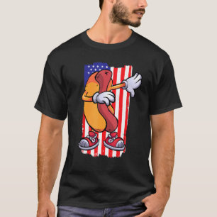 T-shirt Dabbing Hot Dog Dancing Nourriture Drapeau 4 Juill