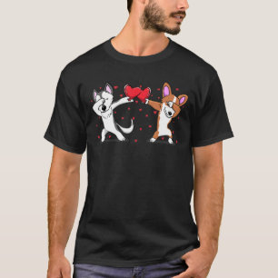 T-shirt Dabbing Husky Corgi Coeur Valentines Jour Garçons