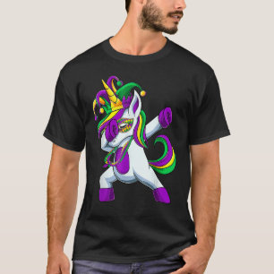 T-shirt Dabbing Jester Unicorn Mardi Gras Filles Enfants