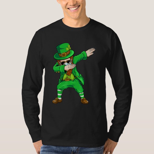 T-shirt Dabbing Leprechaun Visage Masque St Patrick's Day  (Devant)