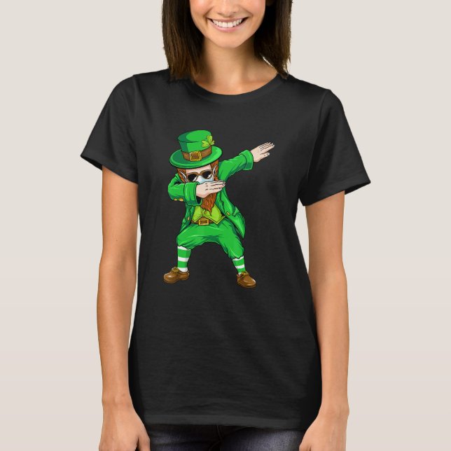 T-shirt Dabbing Leprechaun Visage Masque St Patrick's Day  (Devant)