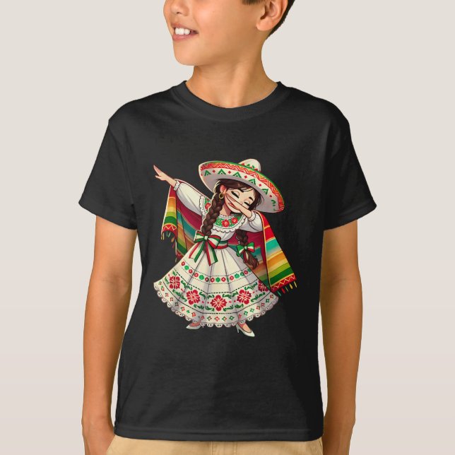 T-shirt Dabbing Mexicain Poncho Sombrero Cinco De May (Devant)