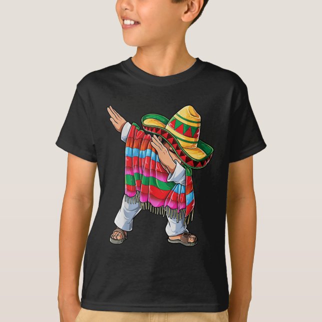 T-shirt Dabbing Mexicaine Poncho Cinco De Mayo Garçons Hom (Devant)