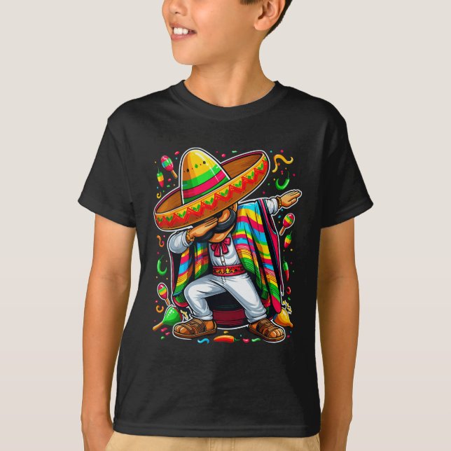 T-shirt Dabbing Mexican Poncho Cinco De Mayo (Devant)