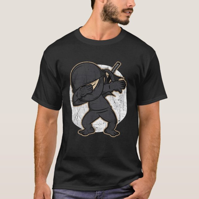 T-shirt Dabbing Ninja Distressed Costume Ninja (Devant)