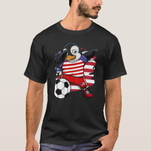 T-shirt Dabbing Penguin America Soccer Fans Jersey USA Fla