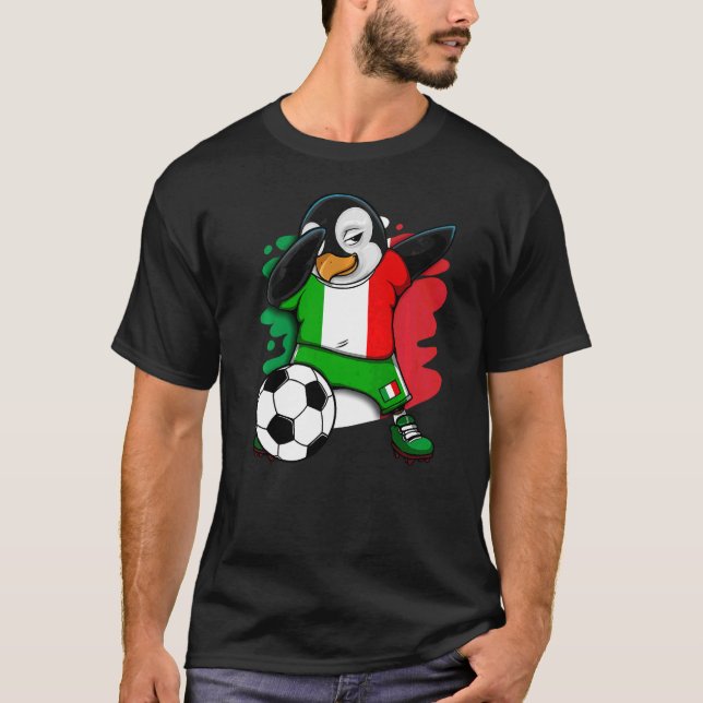 T-shirt Dabbing Penguin Italie Fans de football Jersey Dra (Devant)