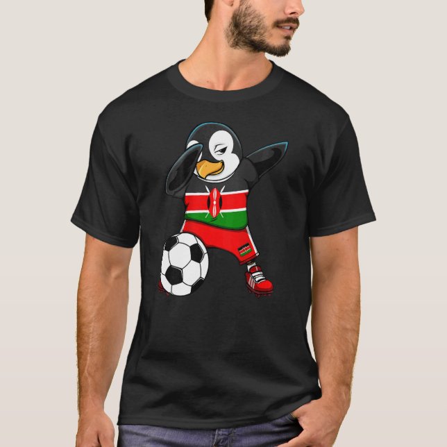 T-shirt Dabbing Penguin Kenya Fans de football Jersey Drap (Devant)