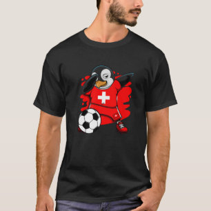 T-shirt Dabbing Penguin Suisse Soccer Fan Jersey Pied