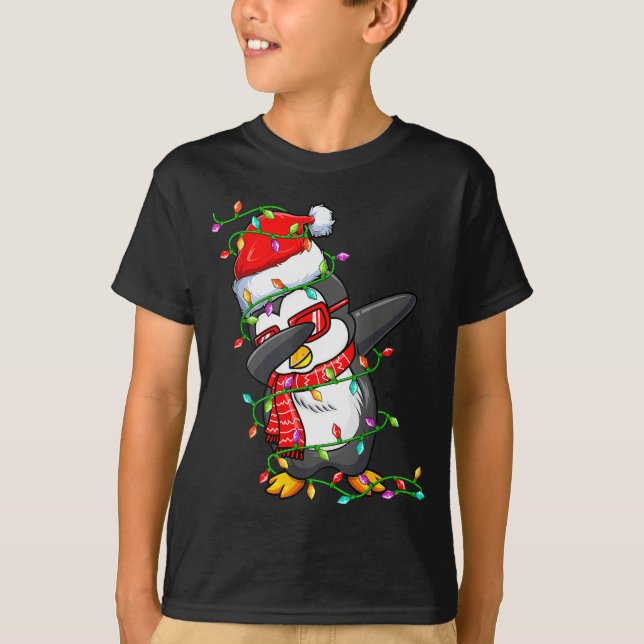 T-shirt Dabbing Penguin Wearing Santa Hat - Penguin Lover  (Devant)