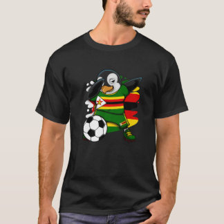 T-shirt Dabbing Penguin Zimbabwe Soccer Fans Jersey Footba