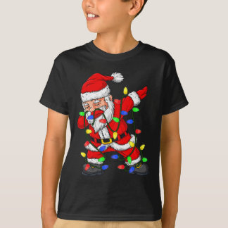 T-shirt Dabbing Père Noël Arbre de Noël Lumières Garçons E