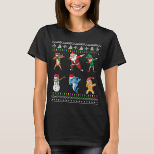 T-shirt Dabbing Père Noël Elf Shark Friends Christmas Kids