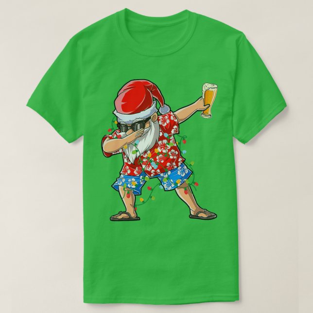 T-shirt Dabbing Père Noël Hawaiian Xmas Bière T (Design devant)